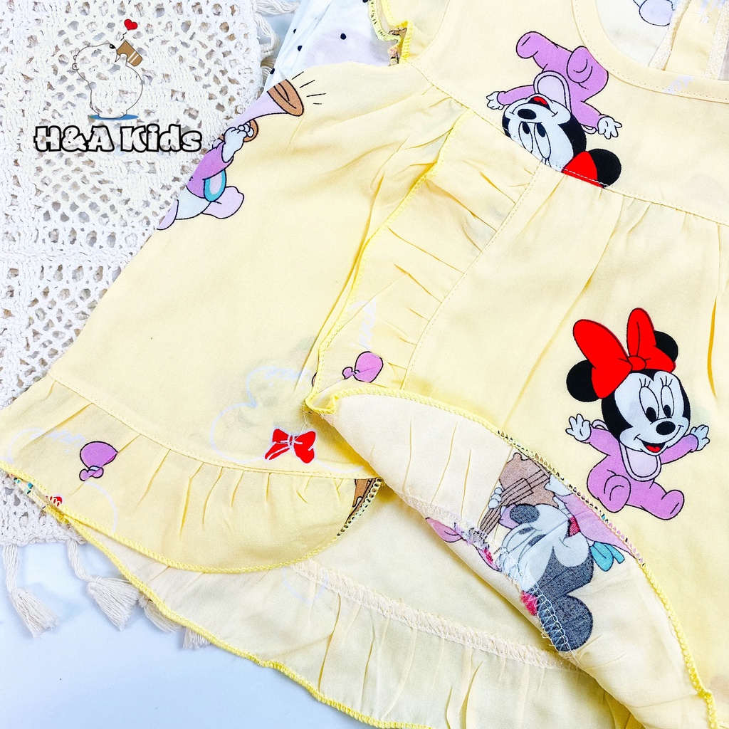 Bộ quần áo vải tôn  mẫu tay cánh tiên lai bèo mềm - mịn - mát cho bé gái MEGAUU