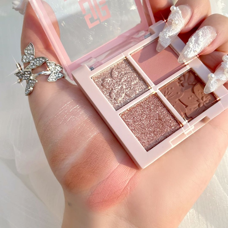 Bảng phấn mắt DIKALU bốn màu lì và ánh ngọc trai thời trang