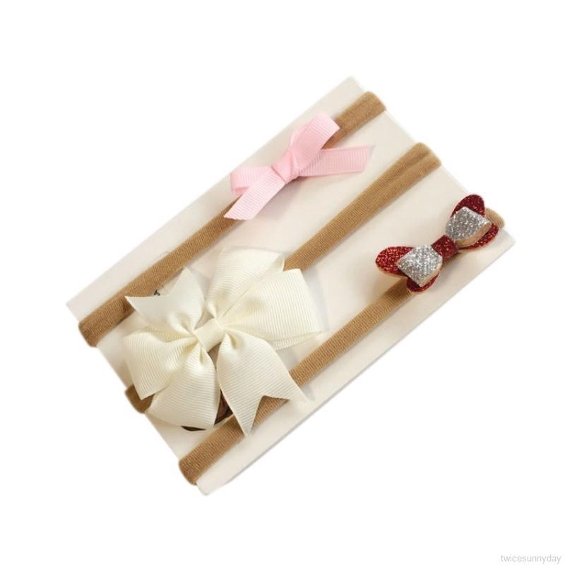 Set 3 băng đô hoa đính nơ đáng yêu cho bé gái