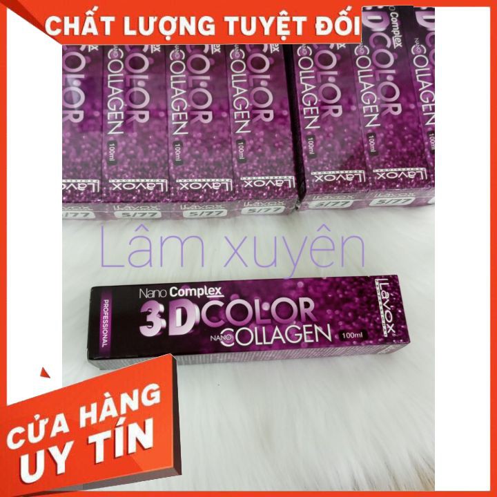 Thuốc nhuộm tóc lavox 3d collagen tím 100ml và bảng màu ,Lên màu chuẩn xinh ,giữ màu bền [chínhhãngchuẩncôngti] , giá rẻ