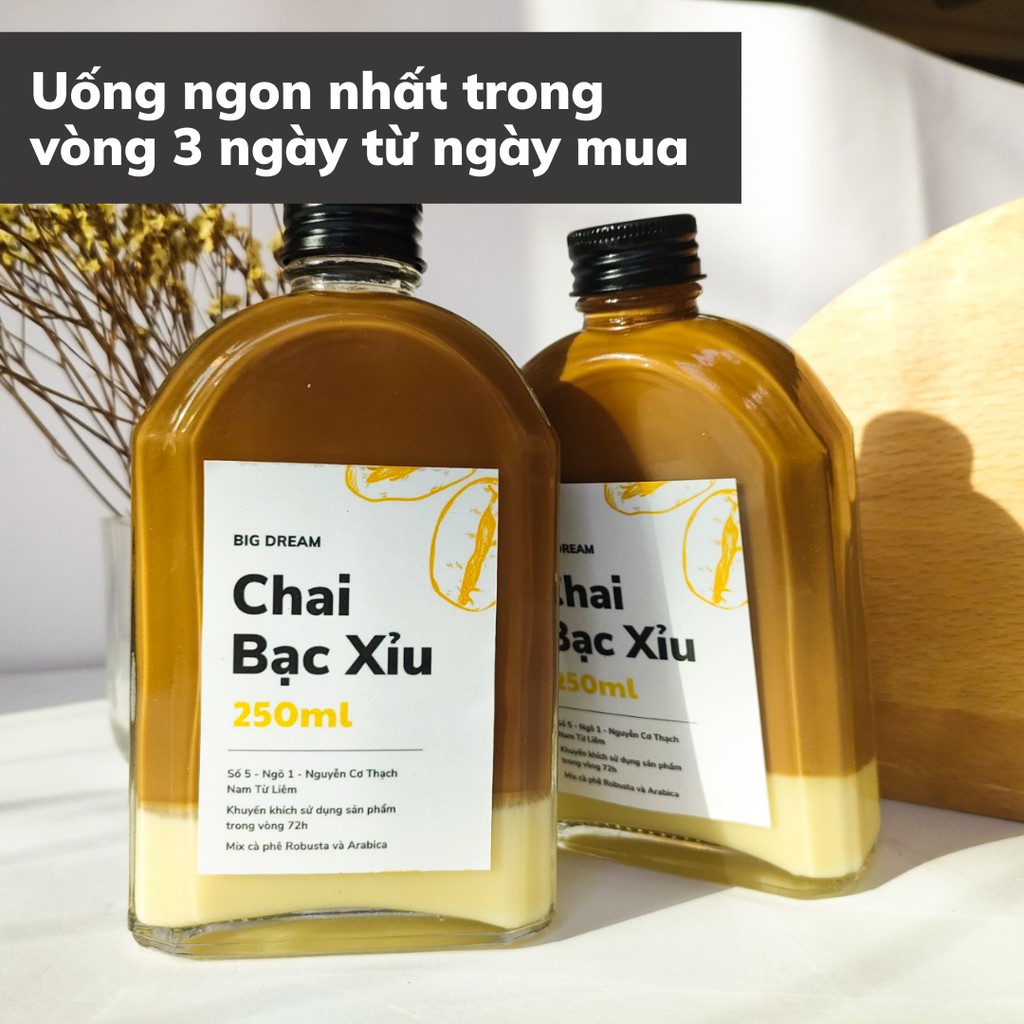 Cà phê nguyên chất đóng chai pha sẵn Bạc Xỉu 250ml phin cafe rang xay truyền thống đậm đà gia đình và văn phòng