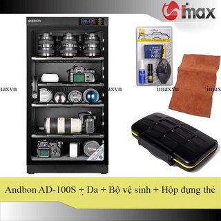 Tủ chống ẩm Andbon AD-100S (100 Lít) - Công nghệ Japan + Hộp đựng thẻ + Bộ vệ sinh máy ảnh  + Da cừu lau len (Da thật)