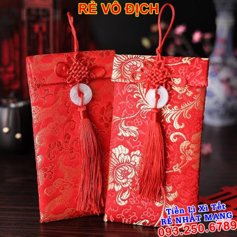 Bao lì xì cưới thổ cẩm / Bao Lì Xì Vải Gấm Nhiều Hoa Văn Cao cấp Ngày Tết,Cưới Hỏi, Nạp Tài. RỒNG DỌC NGỌC
