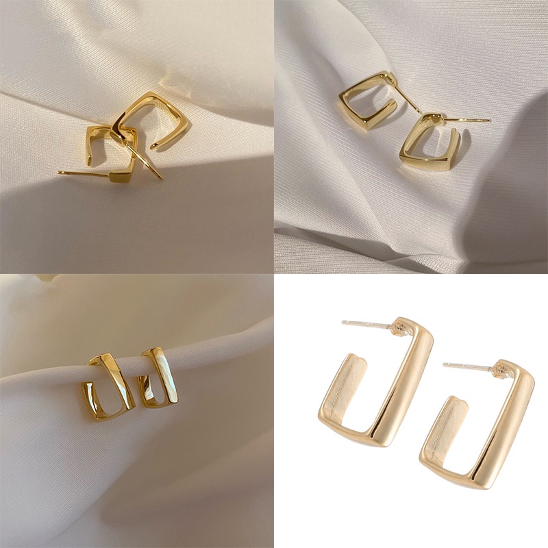 Đôi Khuyên Tai Mạ Vàng 14K Thiết Kế Đơn Giản Thời Trang Cho Nữ