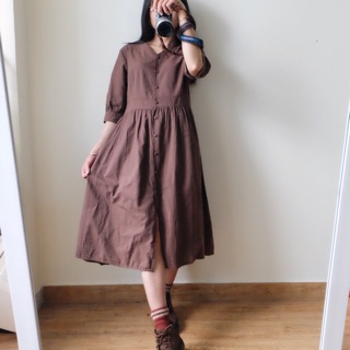 Váy linen Xô nâu vintage
