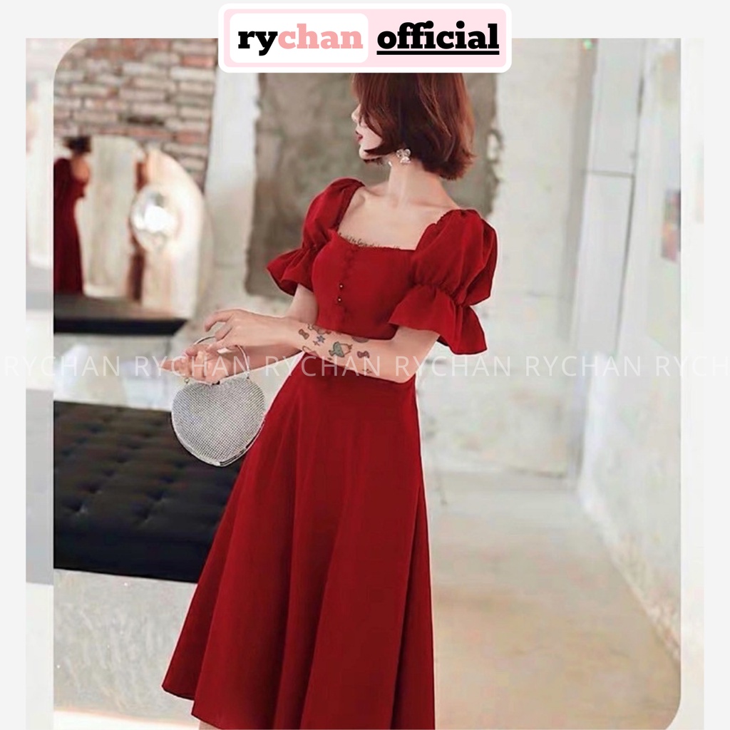 Đầm Nữ Dự Tiệc Cưới Thun Vai Nút Bọc Form Dài Thanh Lịch Màu Trắng Đỏ [ẢNH THẬT CUỐI] - DX9908