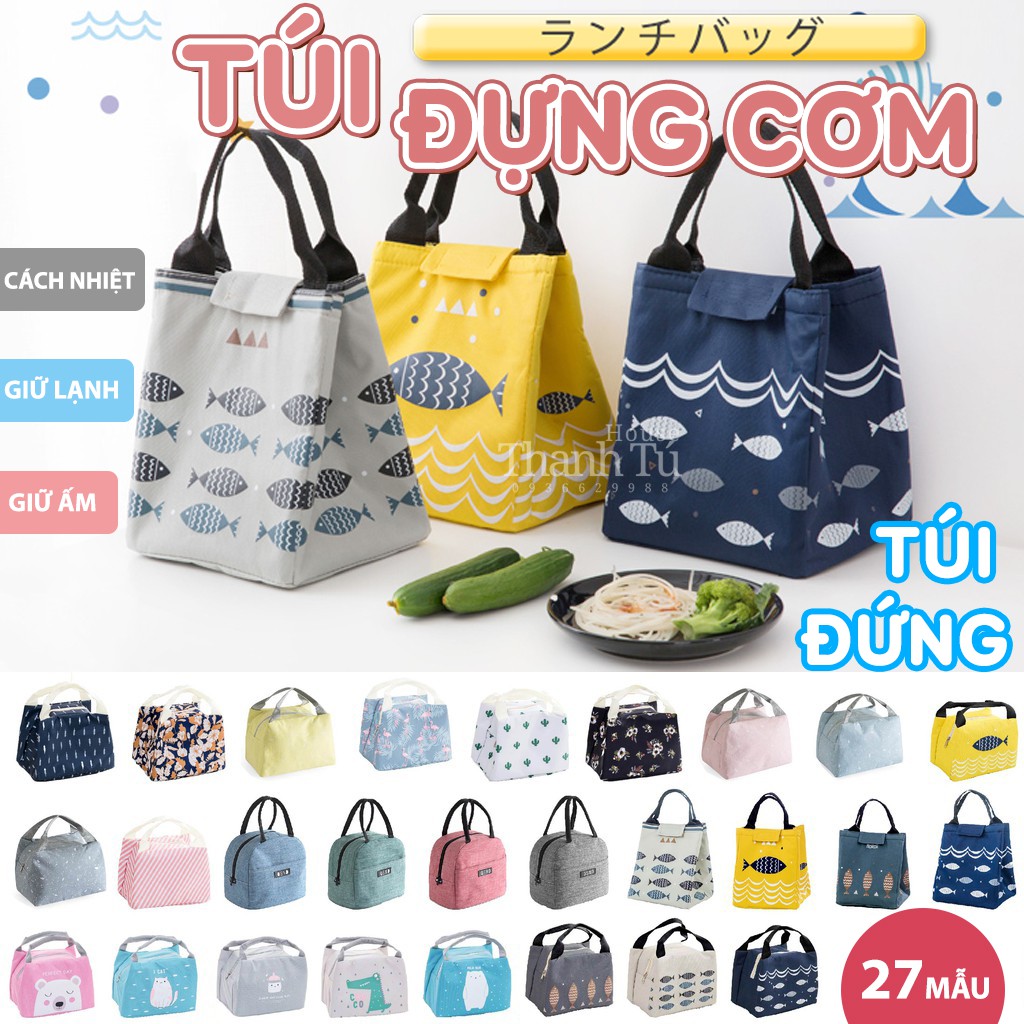 Túi giữ nhiệt đựng hộp cơm chống tản nhiệt, dày dặn, có tay xách, phong cách Nhật Bản thời trang, hiện đại