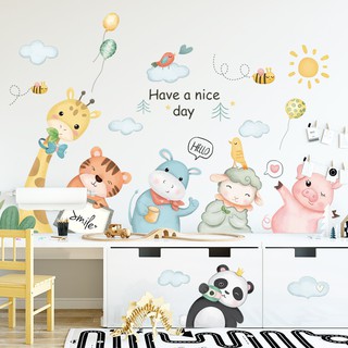 Decal dán tường hình động vật siêu cute Have a nice day