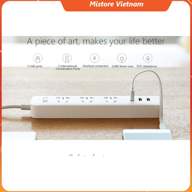 Ổ cắm thông minh Xiaomi Power Strip có 3 cổng USB