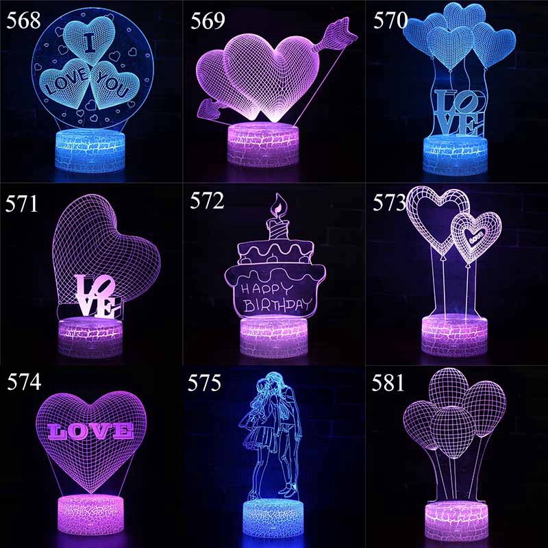 Đèn ngủ LED OSSAYI 3D để bàn hoạt động USB/pin điều khiển từ xa phong cách lãng mạn làm quà tặng sinh nhật lễ tình nhân