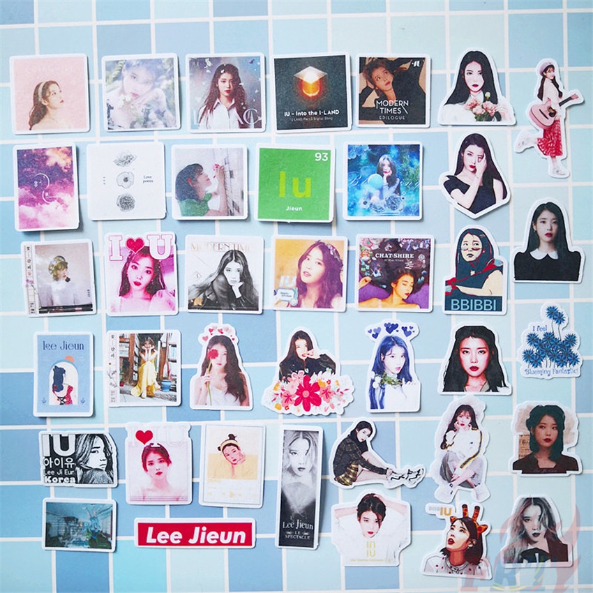 Bộ 40 Sticker Dán Trang Trí Album Ảnh Diy Hình Ca Sĩ Iu Lee Ji Eun Q-1 Dễ Thương