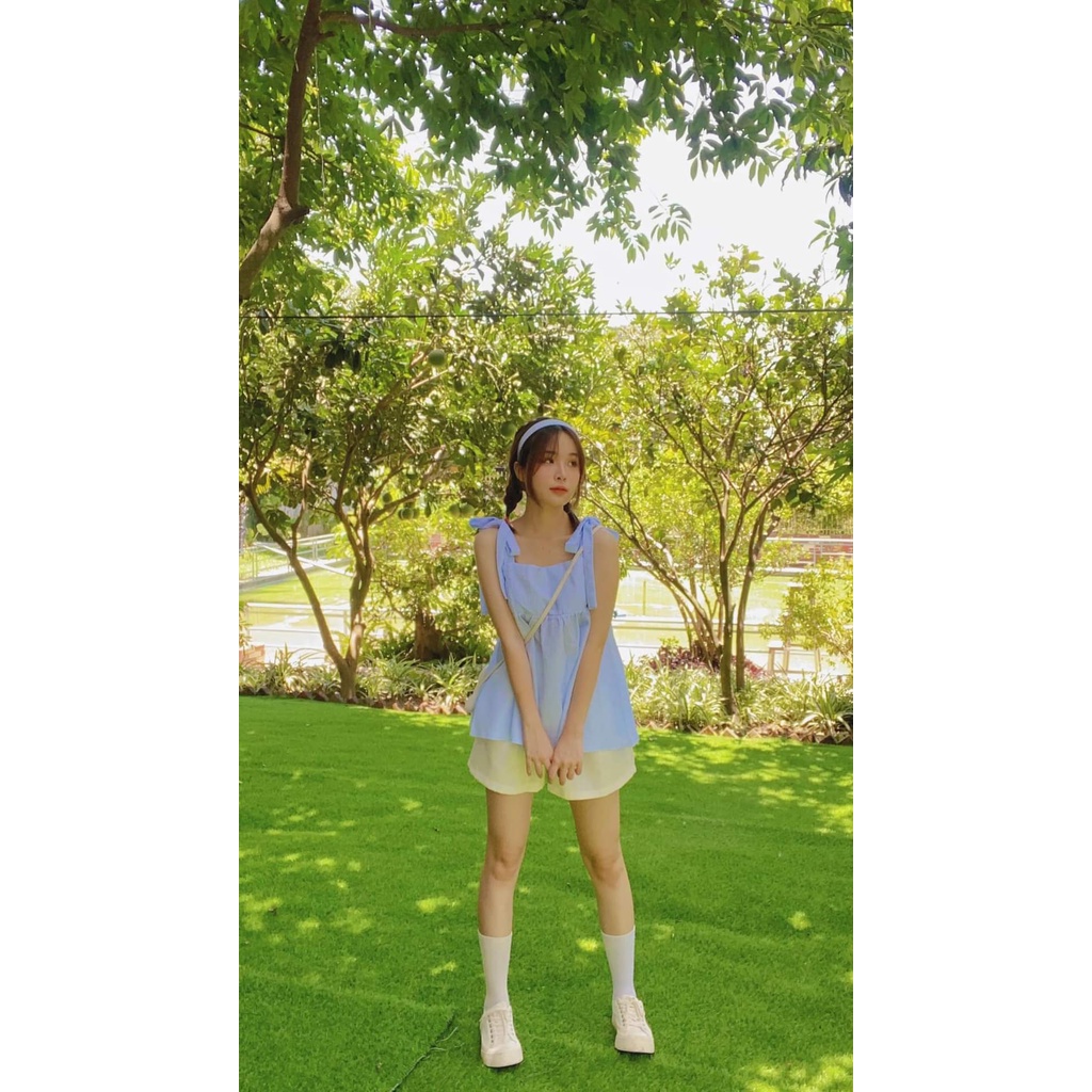 Set áo 2 dây quần short trắng phong cách ullzzang