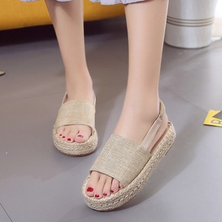 sandal quai ngang đế cói