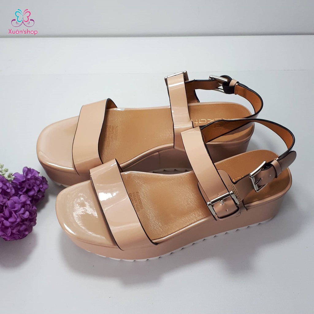 Sandal quai ngang hãng Kekafu da bóng, đế 9.5cm (CÓ SẴN)