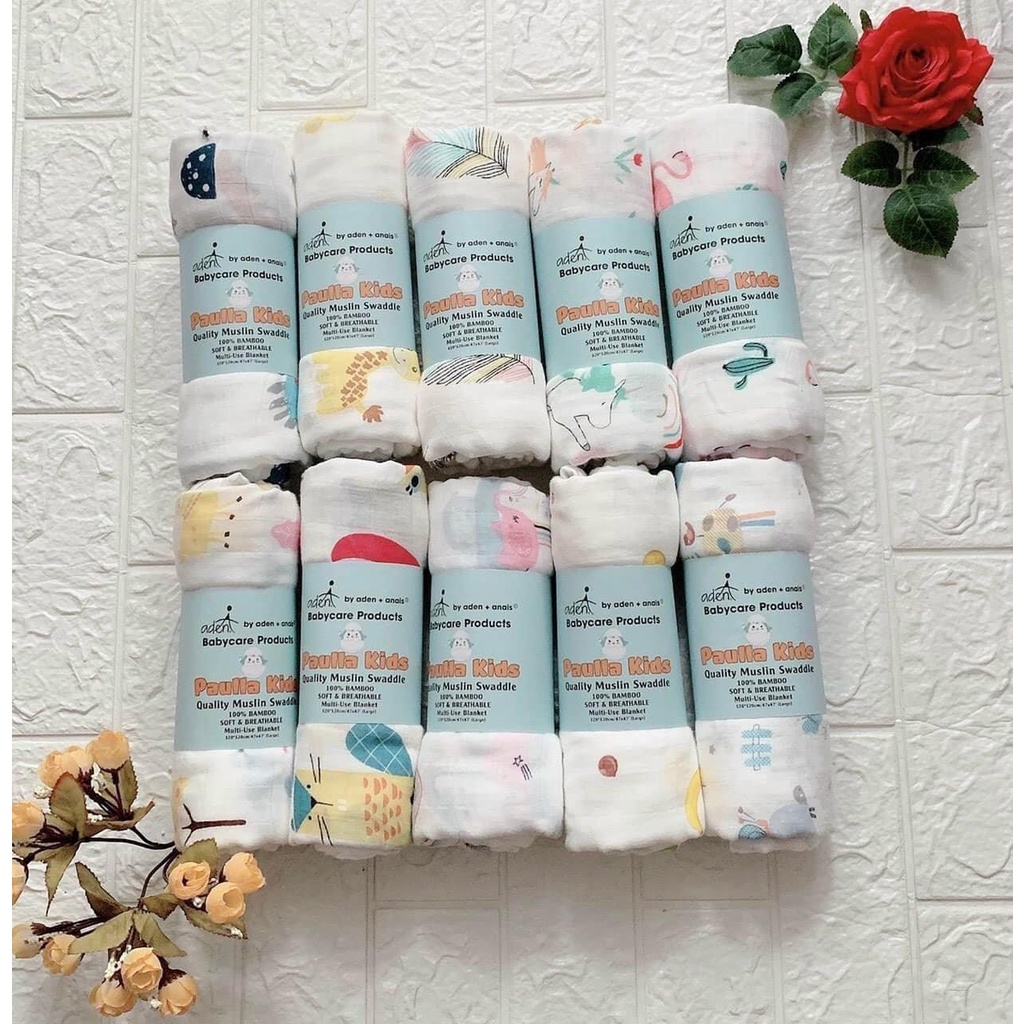 Hộp 2 khăn sợi tre Aden + Anais mềm mát thấm hút tốt cho bé 120x110cm
