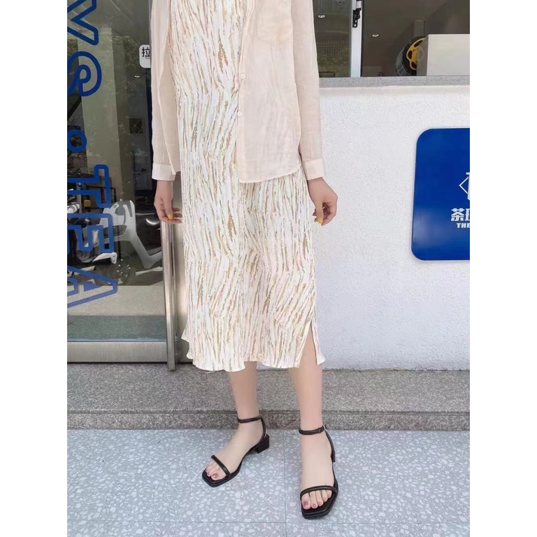 Bản nâng cấp mới🌈Giày Sandal Gót Thấp Mũi Vuông Phong Cách La Mã Thiết Kế Mới 2023 Thời Trang Cho Nữ