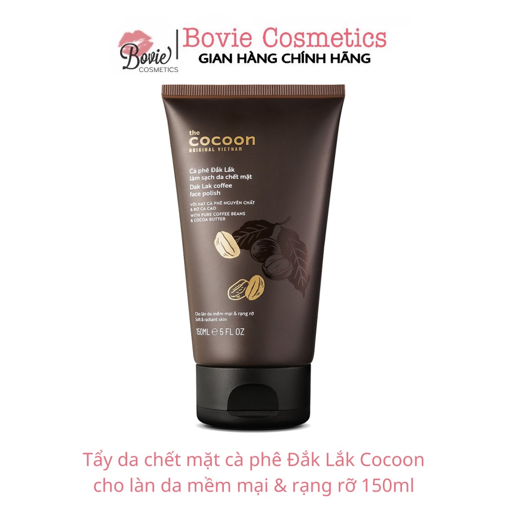 Tẩy tế bào da chết mặt cà phê Đắk Lắk Cocoon cho làn da mềm mại & rạng rỡ 150ml - Bovie