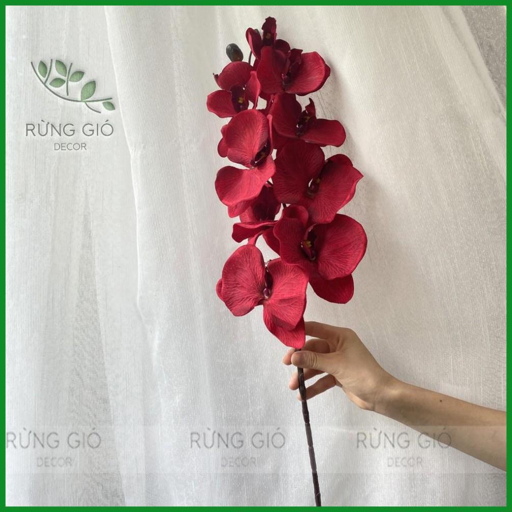 1 Cành Hoa LAN HỒ ĐIỆP MÀU ĐỎ gồm 10 bông to, dài 92cm , hoa lụa nhân tạo cao cấp