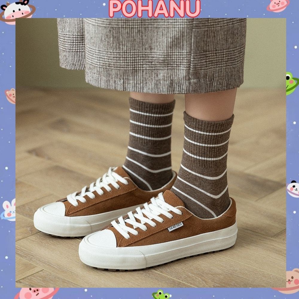 Tất nữ Pohanu vớ kẻ cổ cao vintage phong cách Hàn Quốc TN71