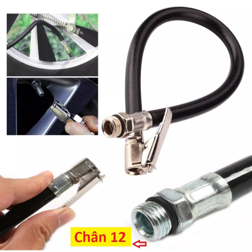 Dây vòi bơm cao áp Chân 12 có van kẹp tự khóa cho các van lốp xe hơi