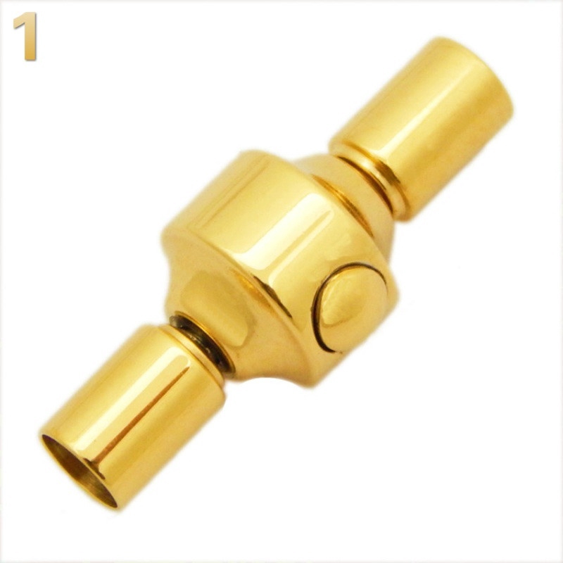 Dây da có gắn khóa thép không gỉ hình tròn/trái tim màu vàng sáng tạo