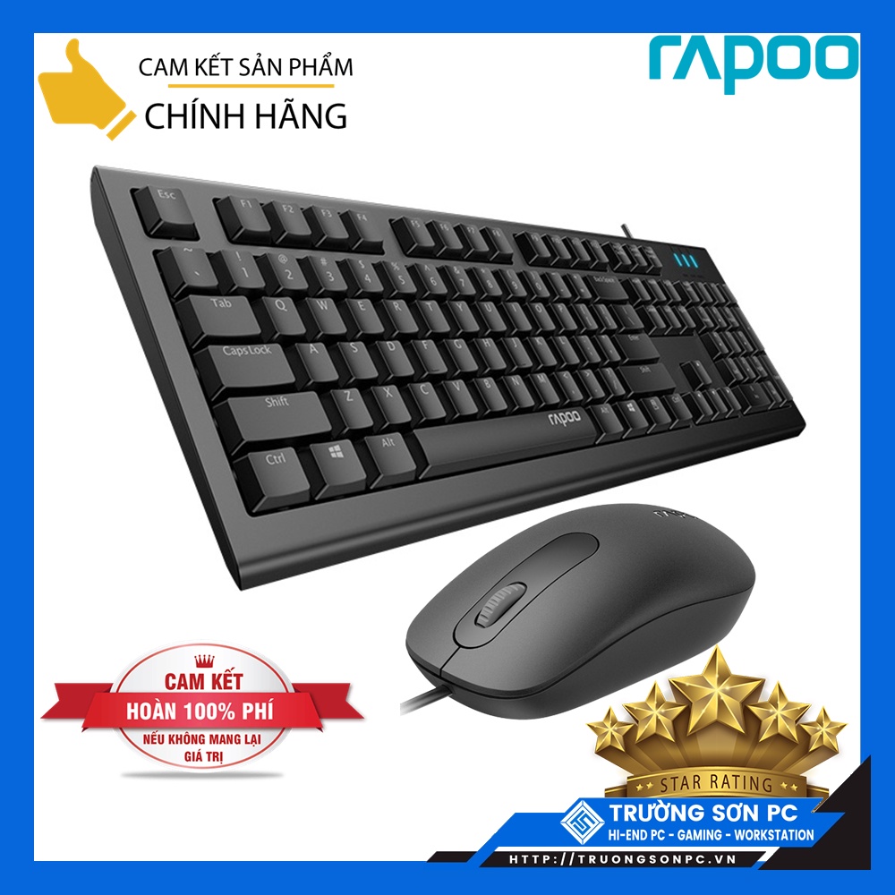 Combo Bộ Phím Chuột Máy Tính Có Dây RAPOO NK1800 + N120 USB | Bảo Hàng 24 Tháng