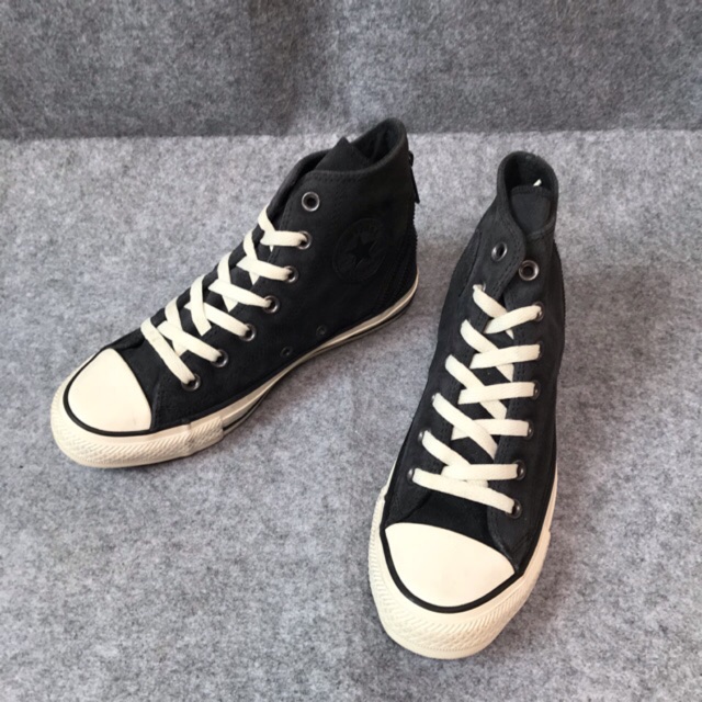 Giầy converse real second hand cao cổ phối màu đen trắng