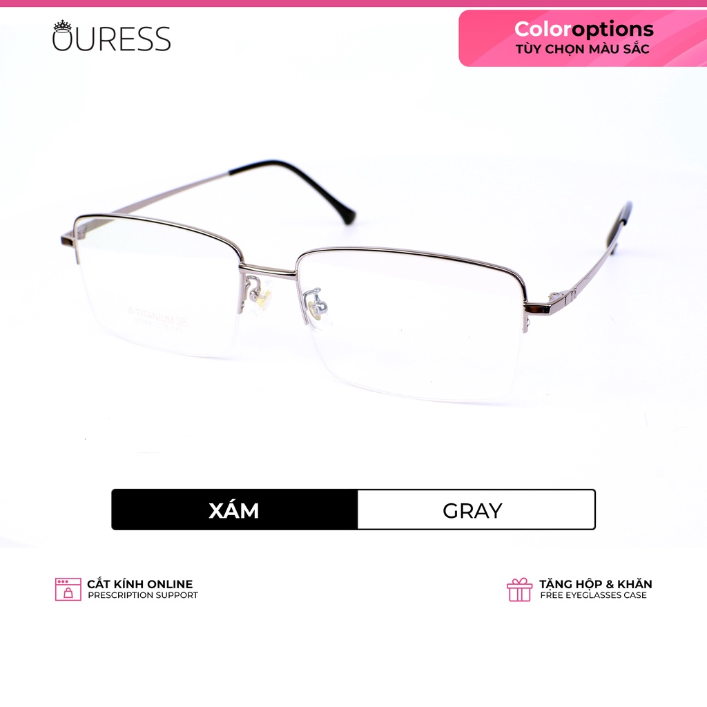 Gọng kính titanium W2029 thời trang cao cấp nam siêu nhẹ siêu bền OURESS