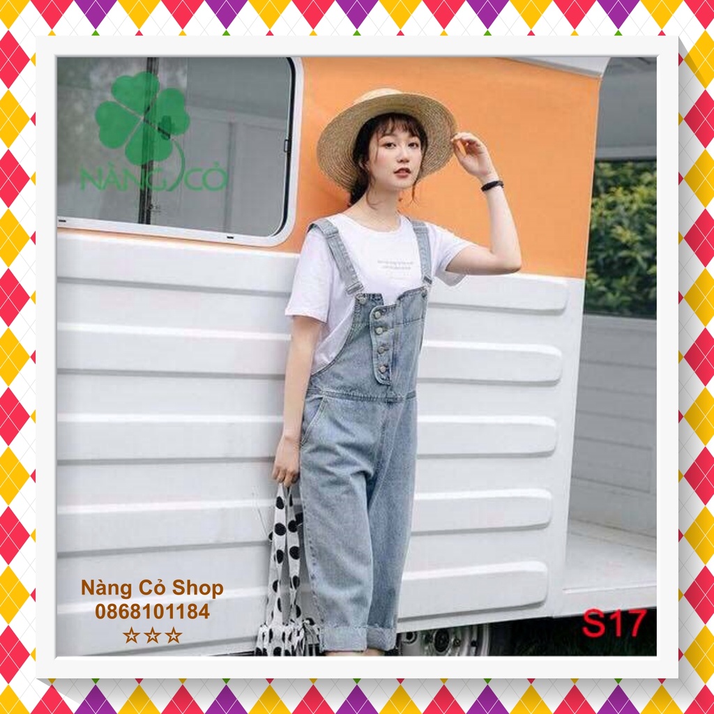 Set Đầm Yếm Jean Quần Ống Lững Áo Thun Trắng Chất Vải Jean Phù Hợp Dạo Phố, Đi Chơi Picnic