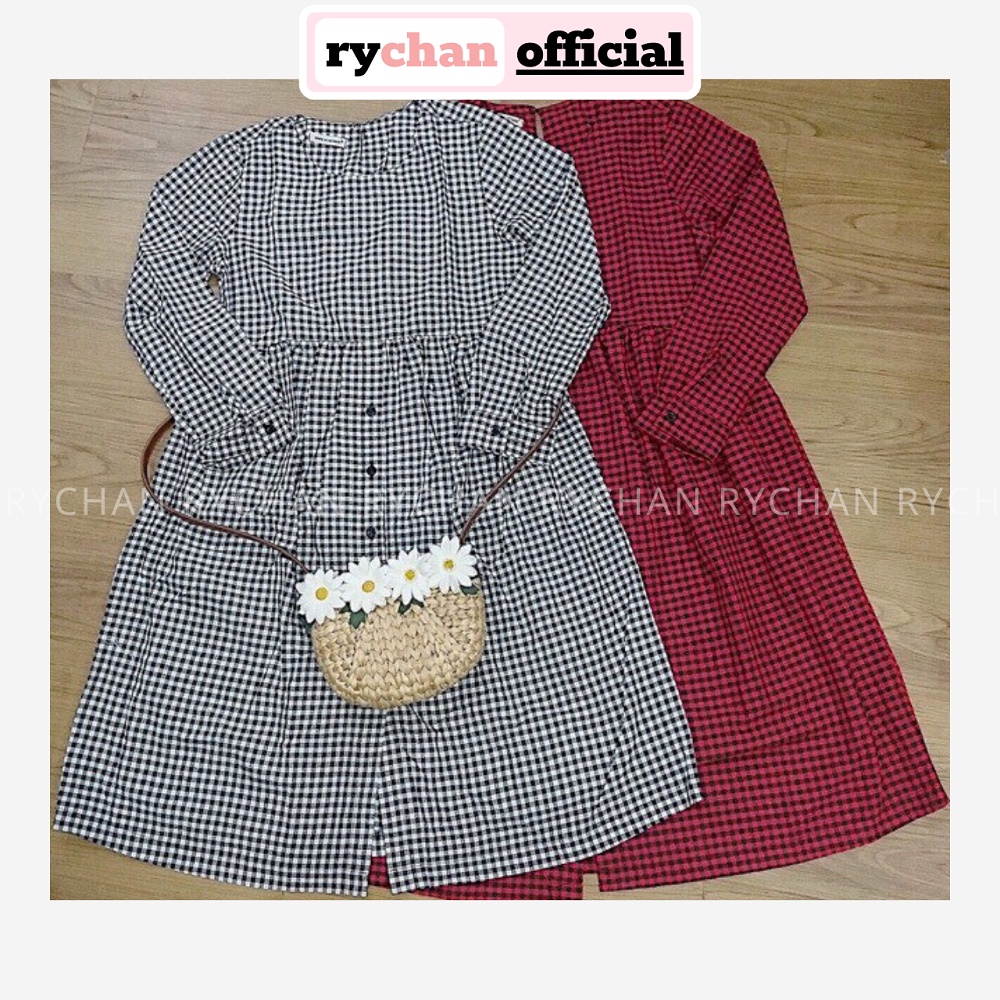 [ẢNH THẬT CUỐI] DX624 - Đầm Xòe Babydoll Caro Phối Cúc Nhiều Màu