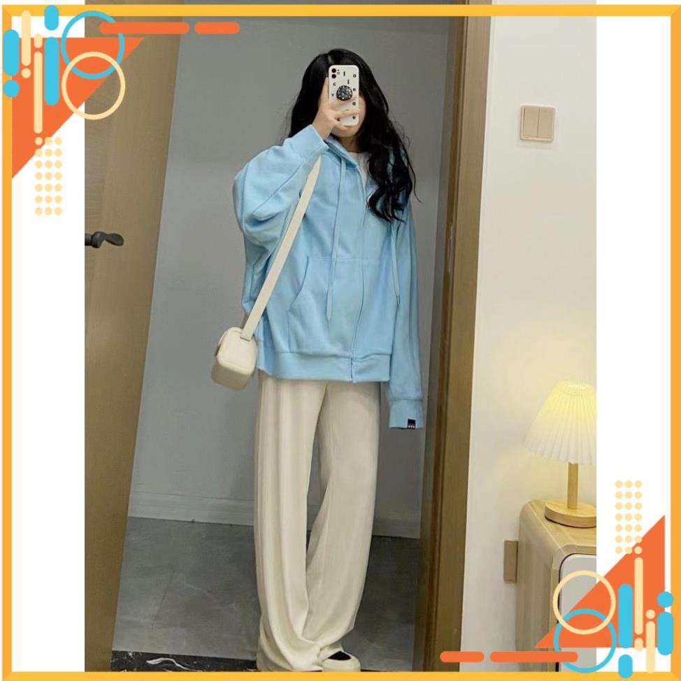 Bộ Nỉ Trơn Quần Suông Ống Rộng 2 Màu 62kg - Kèm Quần Dài Be X098