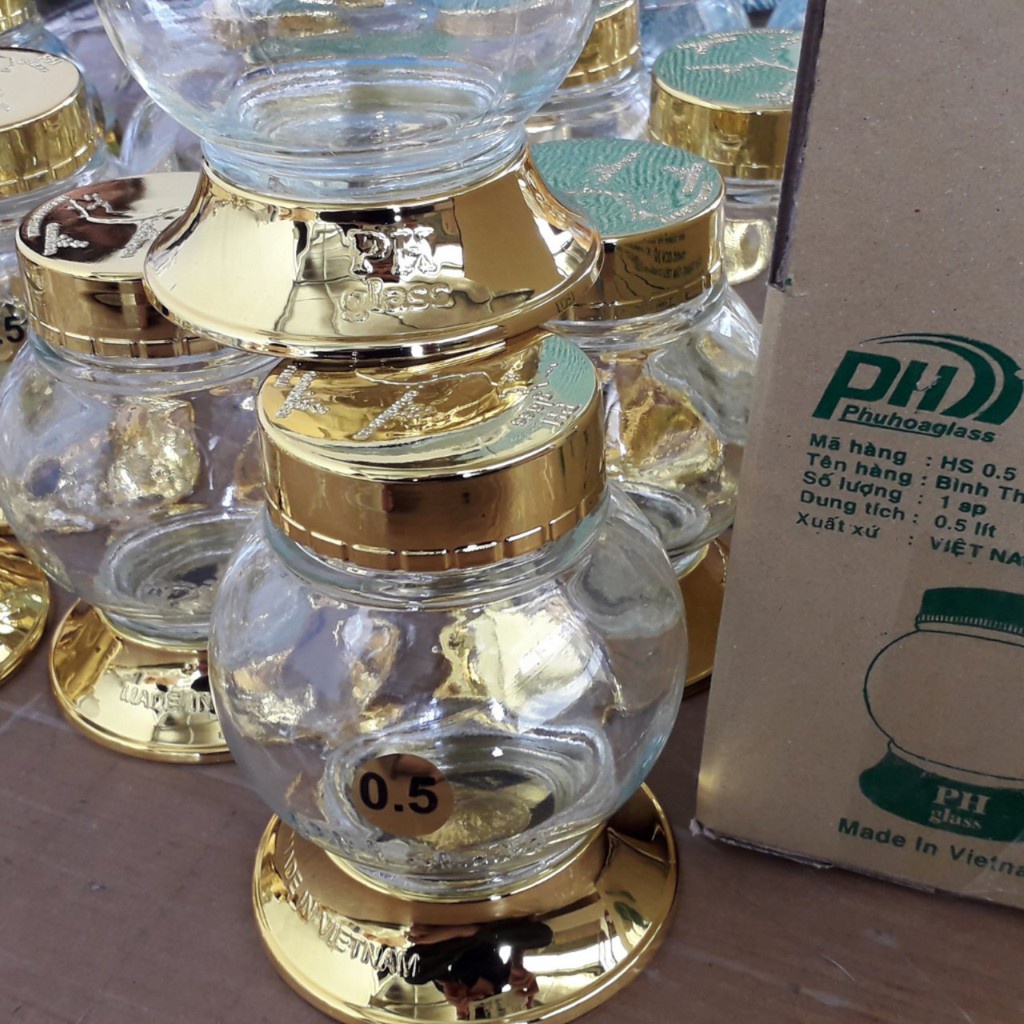Bình Ngâm Rượu Sâm Thủy Tinh CAO CẤP PHÚ HÒA 0,5 lít . Đựng Gia Vị Rất Đẹp