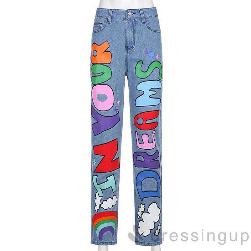 Quần Jeans Dài Ống Rộng Thời Trang Cho Nữ