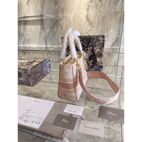 TÚI DIOR LADY THỔ CẦM THÊU SIZE 20CM