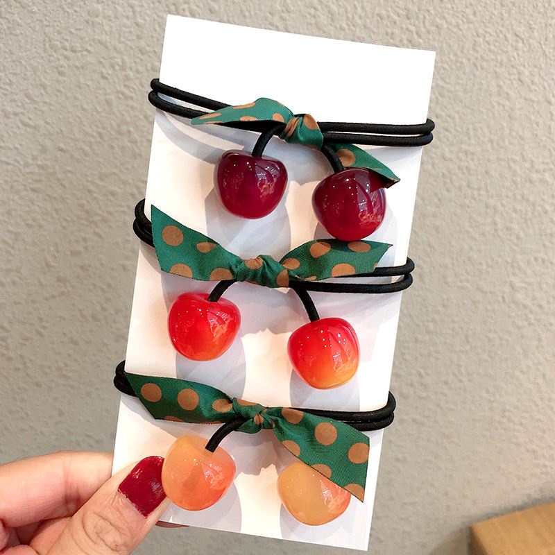 Dây Cột Tóc Hình Quả Cherry Dễ Thương Phong Cách Hàn Quốc Cho Bé Gái