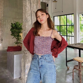 Janet studio • áo 2 dây hoa nhún thun
