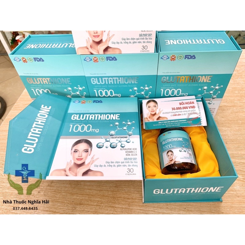 Glutathione 1000 mg viên uống sáng da chóng lão hoá , hỗ trợ điều trị nám da tàn nhang
