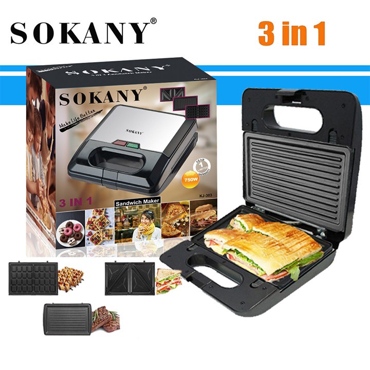 Máy nướng bánh mì Sokany - Máy làm bánh waffle - Chính hãng