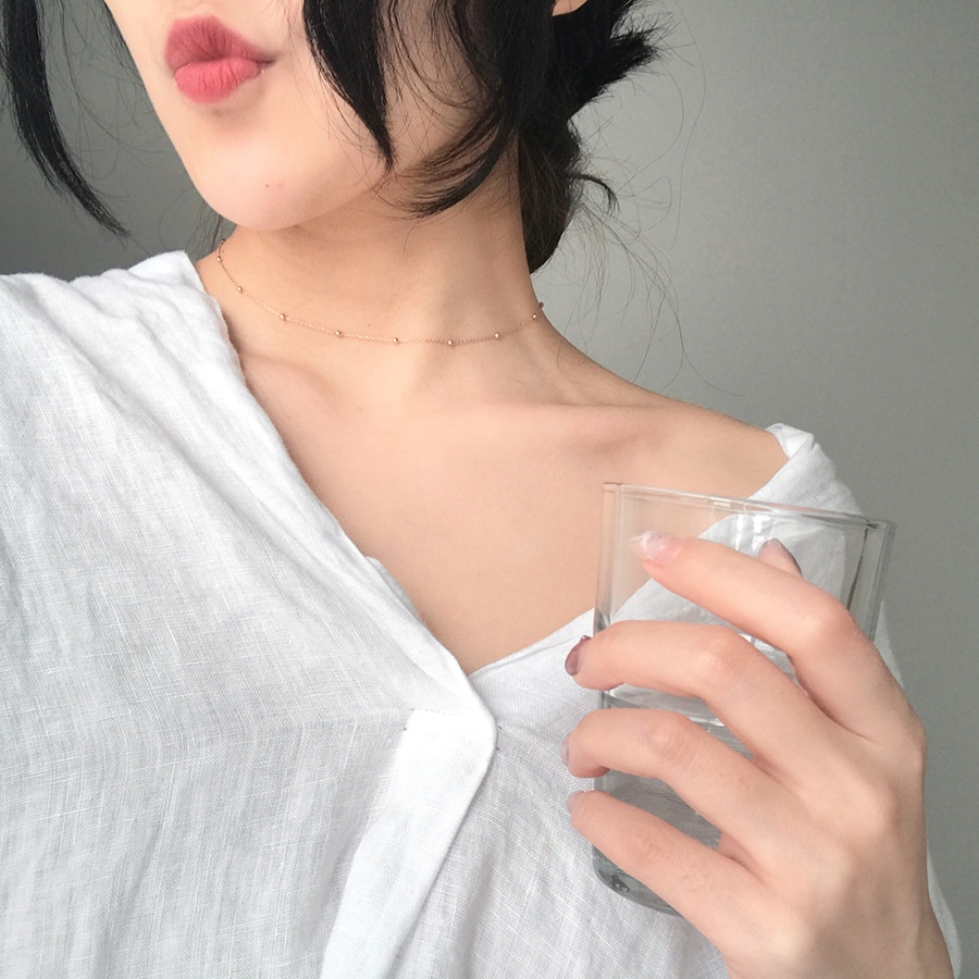 Vòng cổ choker đính hạt mini bằng hợp kim màu sắc ngọt ngào thời trang Hàn Quốc cho nữ
