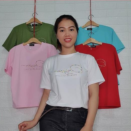 Áo phông nữ giá rẻ, đẹp, vải thun cotton co gian 4 chiều, dùng làm áo gia đình, đồng phục A026 . .