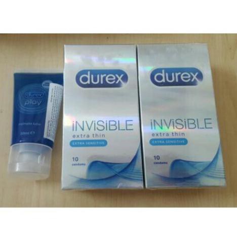 [COMBO 2 hộp] Bao cao su SIÊU MỎNG ÔM SÁT Durex InViSiBLE TẶNG 1 Gel Play 50 ml, Bcs Siêu Mỏng Đem Lại Cảm Giác Thật 99%