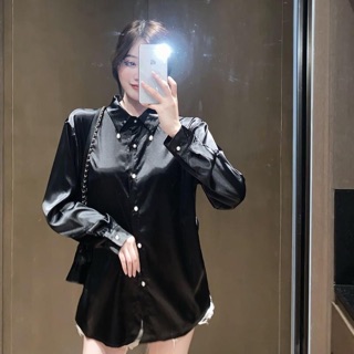 Áo sơ mi lụa hở lưng dây hạt sexy-sang chảnh