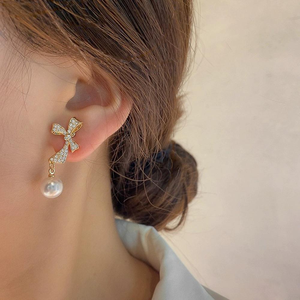 Bông Tai Mạ Bạc 925 Hình Nơ Xinh Xắn Thời Trang Dành Cho Nữ