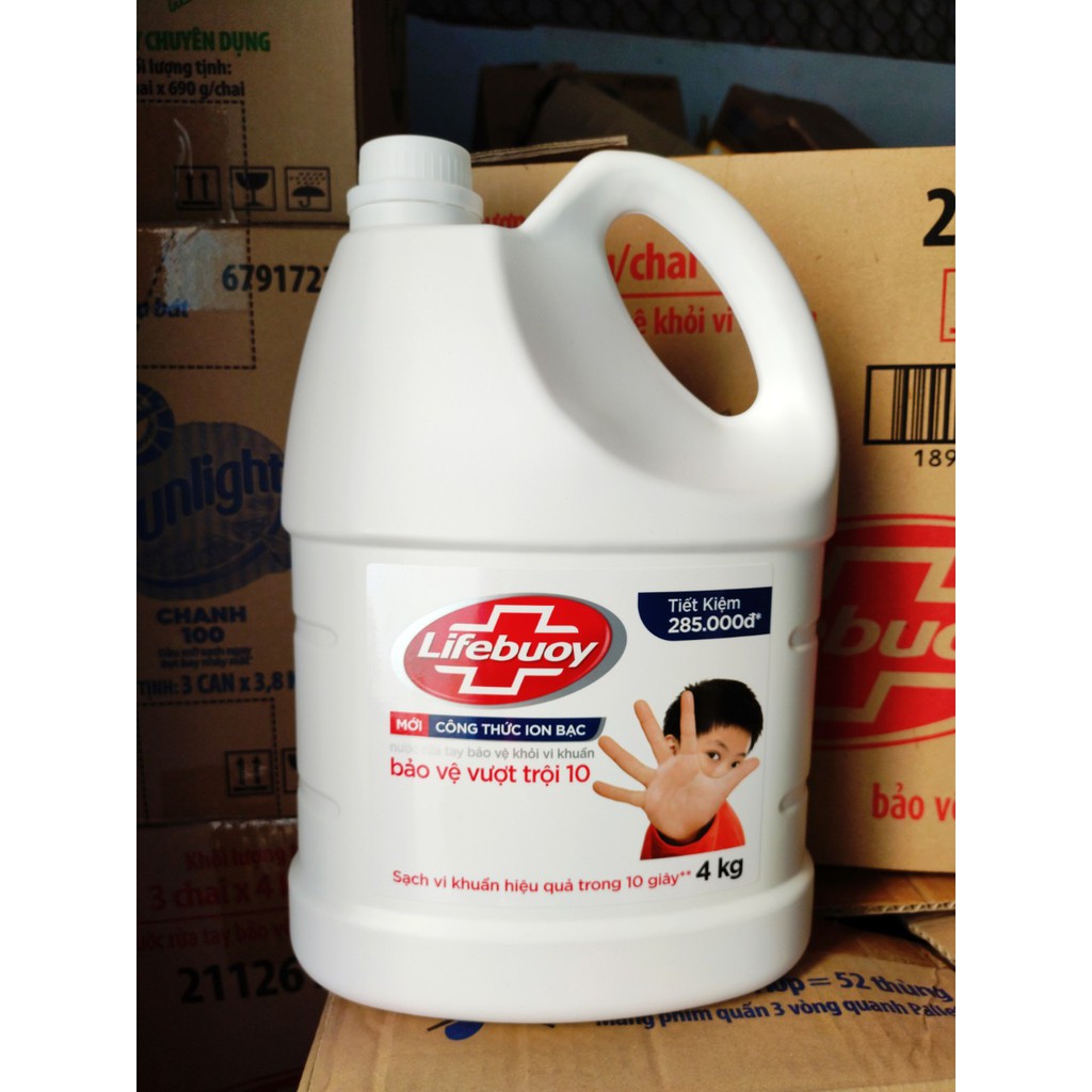 [Hoả Tốc] Nước Rửa Tay LIFEBUOY 4kg Diệt Khuẩn 99% Bảo Vệ Vượt Trội Can nhựa lớn Big size 4 kg 4 kí