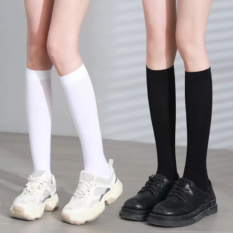 Vớ Cotton Dài Qua Gối Màu Sắc Tinh Khiết Dành Cho Nữ