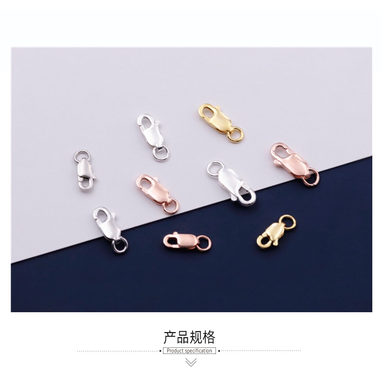 Khóa Lò Xo Bằng Bạc Sterling S925 Hình Chữ Nhật Dùng Làm Vòng Tay / Dây Chuyền Thủ Công DIY