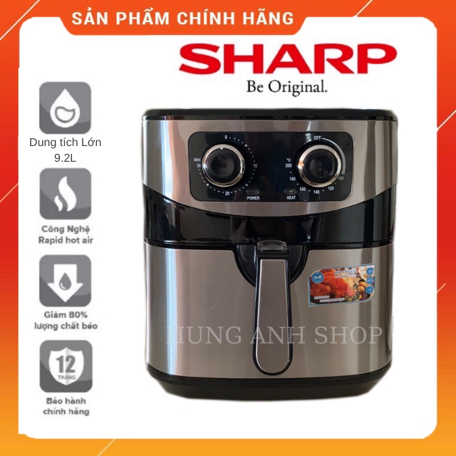 [BH 2 năm]Nồi chiên không dầu 9.2lít SHARP KS-92, Xuất sứ : thailand, sản phẩm chính hãng tặng kèm sách HD nấu ăn