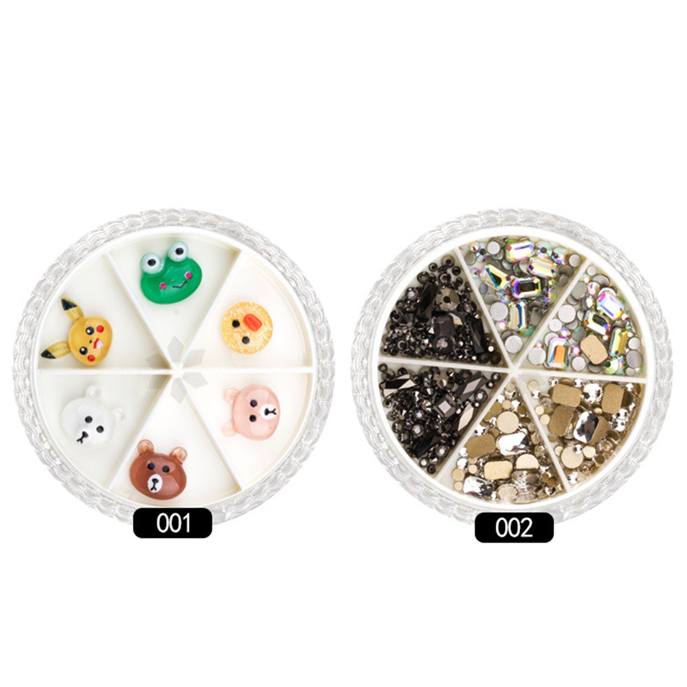 Hộp 6 Hạt Nhân Tạo Họa Tiết Hoạt Hình 3D Trang Trí Móng Tay