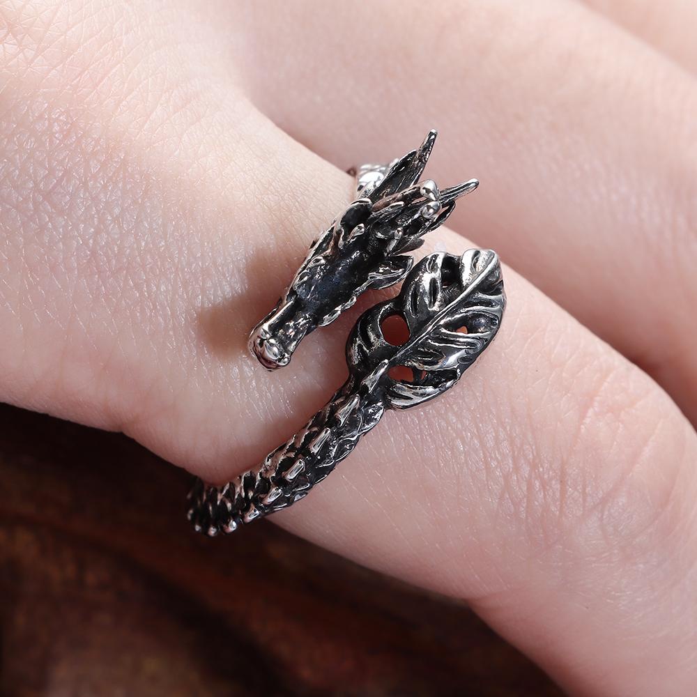 Nhẫn Hình Rồng Phong Cách Punk Gothic Cổ Điển Có Thể Điều Chỉnh Kích Cỡ Dành Cho Nam
