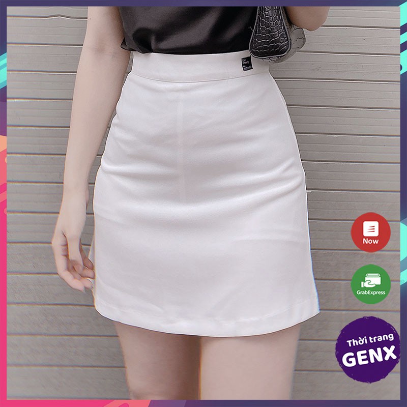 Chân Váy Ngắn Chữ A MOLENTO Chân Váy Công Sở Đen Trắng Lưng Cao Vải Tuyết Mưa Co Giãn Có Quần Lót Trong Dễ Mặc - M12